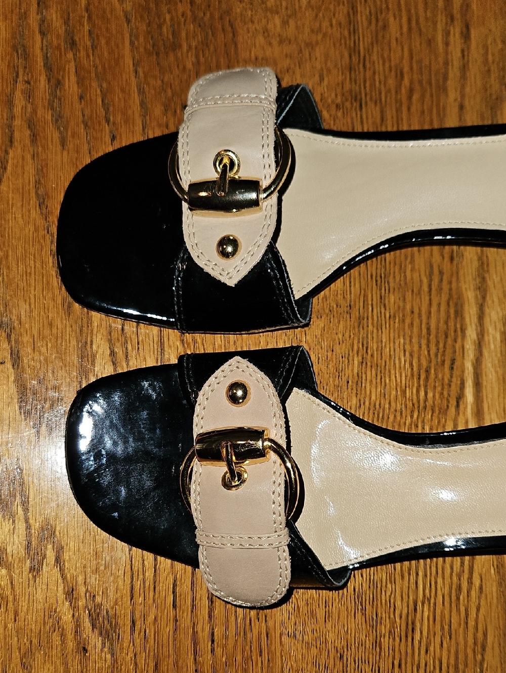 Franco Sarto Black and Beige Buckle Mule Sandals NWOT - Picture 8 of 9